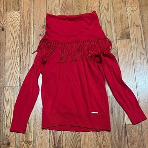 Michael Kors Red Fringe Sweater